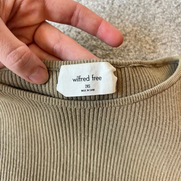 Aritzia Wilfred Free Cut-Out Knit Mini Dress in Olive/Khaki (Sz XXS) - Picture 7 of 15